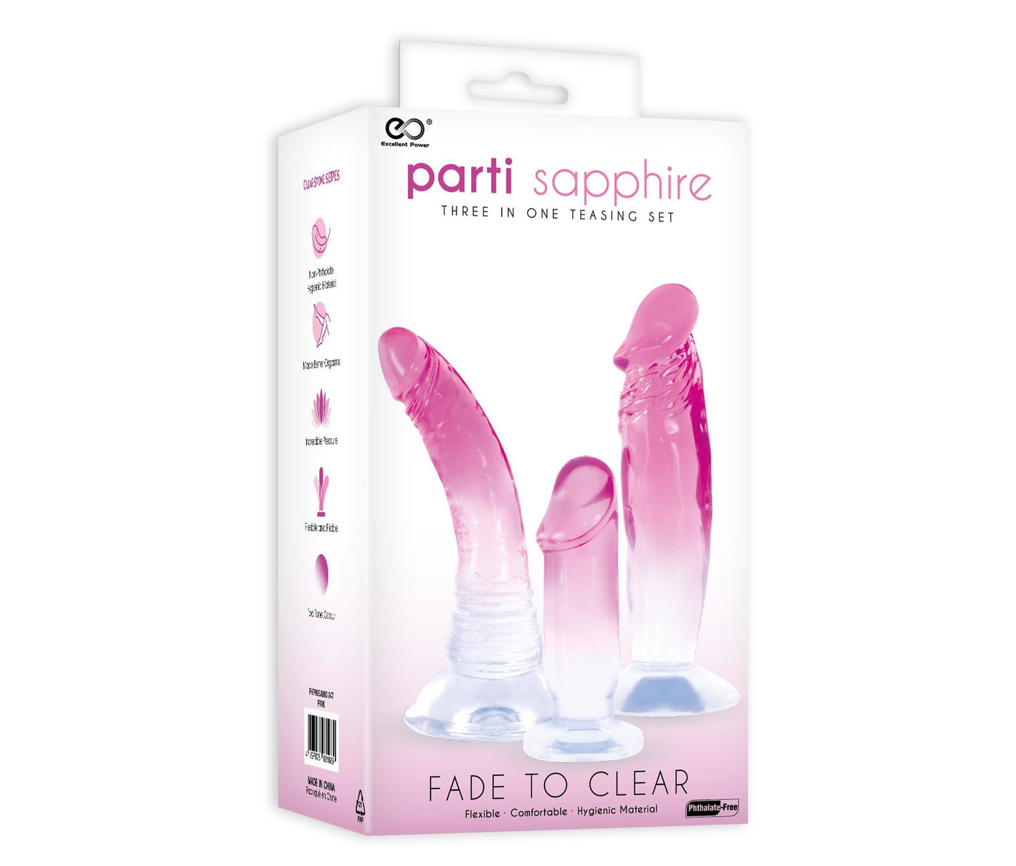 Kit 3 realistic dildos Parti Sapphire Pink