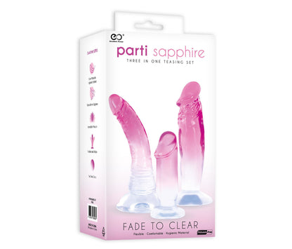 Kit 3 realistic dildos Parti Sapphire Pink