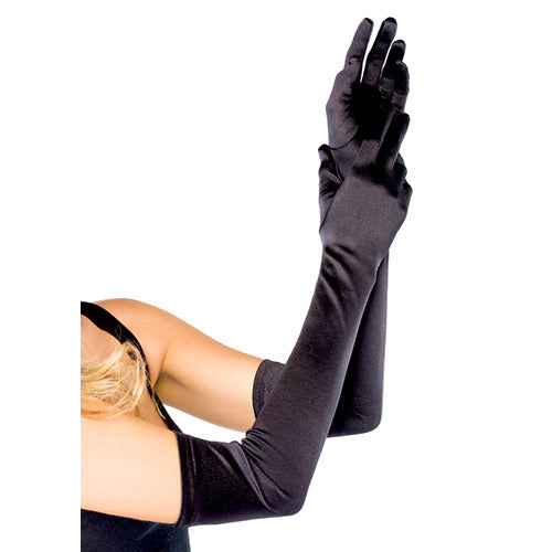 Sexy Extra Long Satin Black Gloves