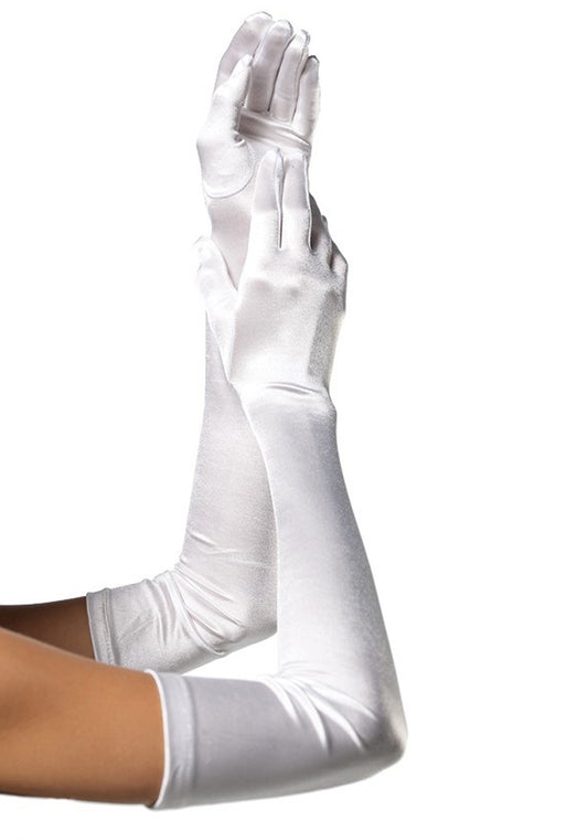 Sexy Extra Long Satin White Gloves