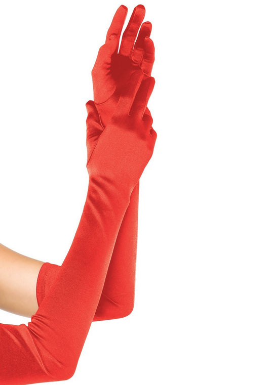 Sexy Extra Long Satin Red Gloves