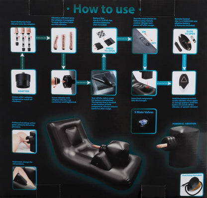 Inflatable bed Dark Magic with 3 remote control vibrators.